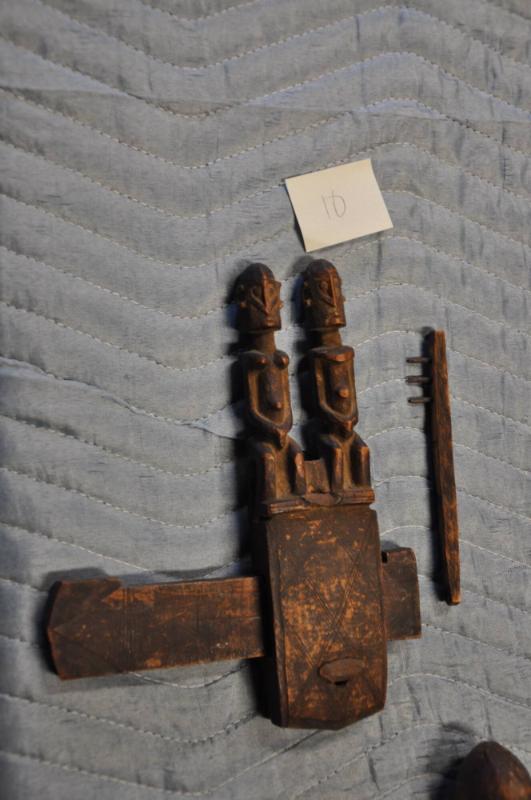 Door Lock and key with ancestral pair (Nommo figures)