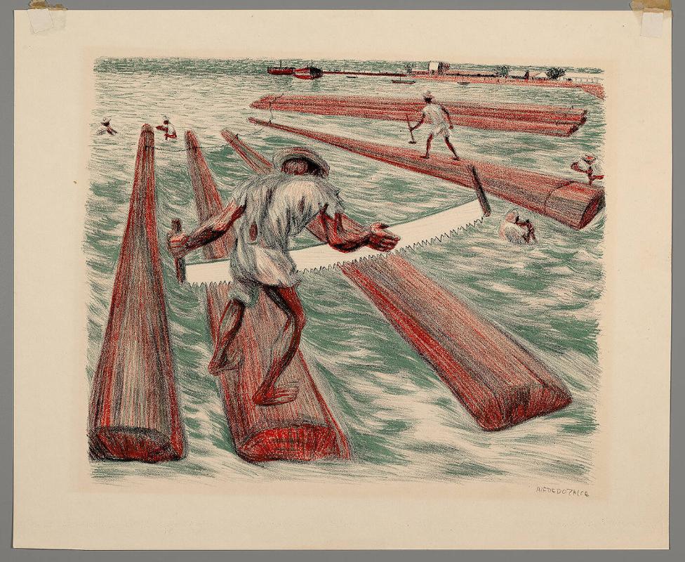Lumber Workers: Bay of Campeche (from "Mexican Art: A Portfolio of Mexican People and Places")