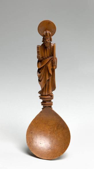 Hand carved apostle spoon depicting St. Matthew