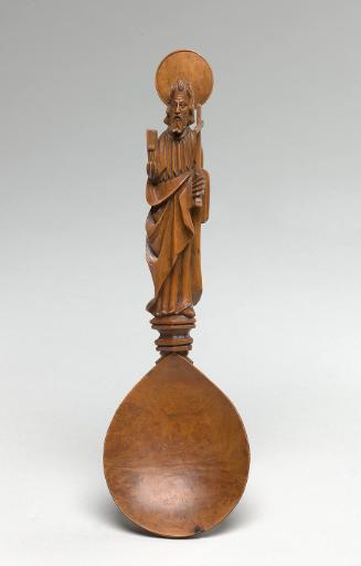 Hand carved apostle spoon depicting St. Andrew(?)