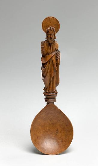 Hand carved apostle spoon depicting an unidentified saint