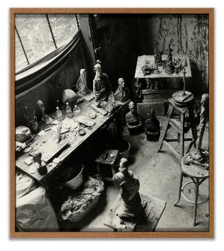 Alberto Giacometti's studio in Paris [interior with workbenches]