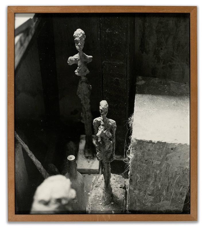 Alberto Giacometti's studio in Paris [interior with two sculptures]