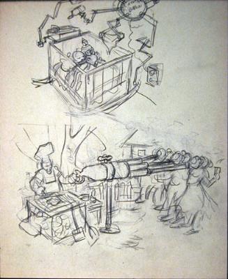 Study for quick-action gun to quiet guests and baby and robot theme