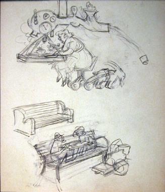 Study for diet with goat and park bench theme