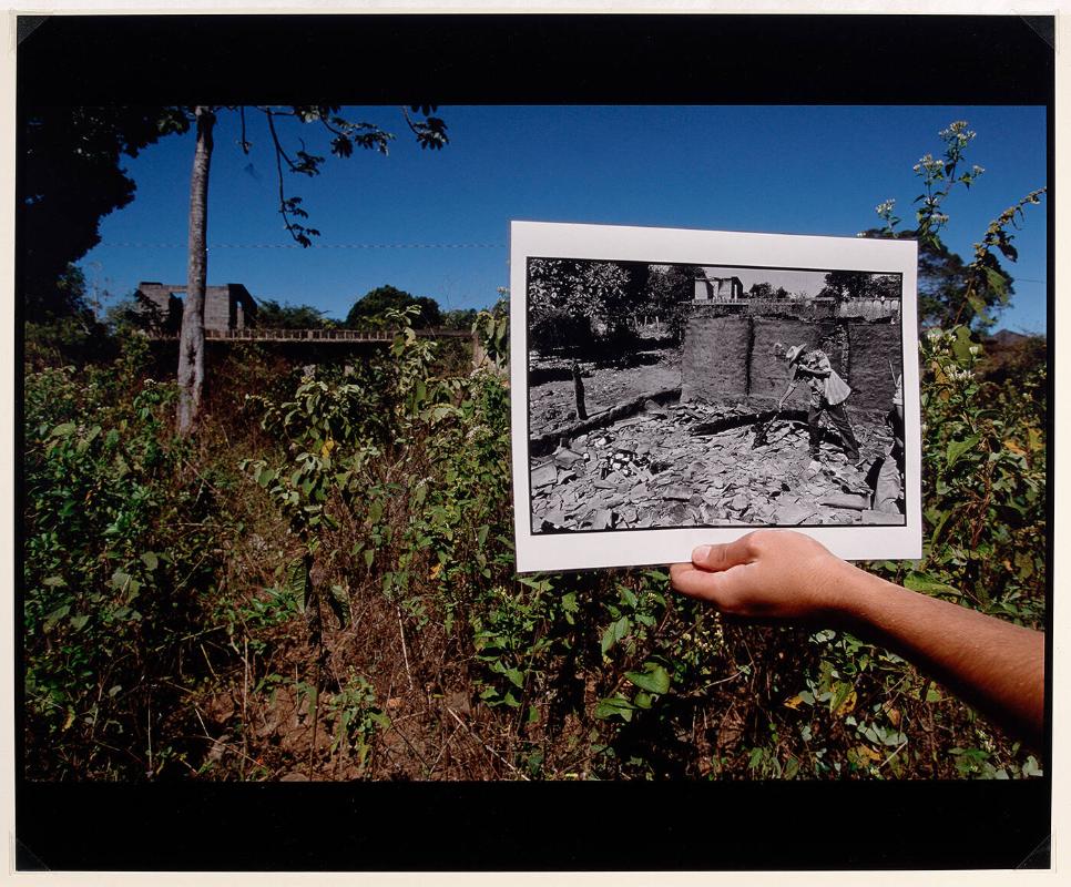 El Salvador, El Mozote Massacre, 2001, Forensic Team Holding Photograph of El Mozote Massacre Taken in January 1982