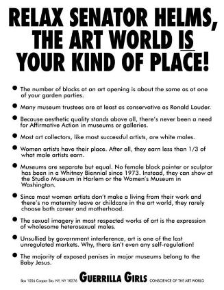 Relax Senator Helms, the Art World is Your Kind of Place!