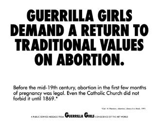 Guerrilla Girls Demand a Return to Traditional Values on Abortion
