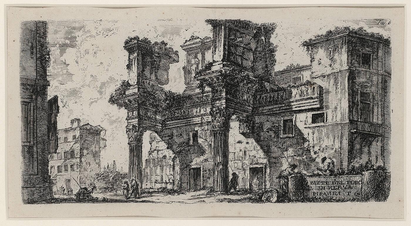 View of Part of the Forum Nerva (after the original, from the portfolio "Views of Rome" 1748)