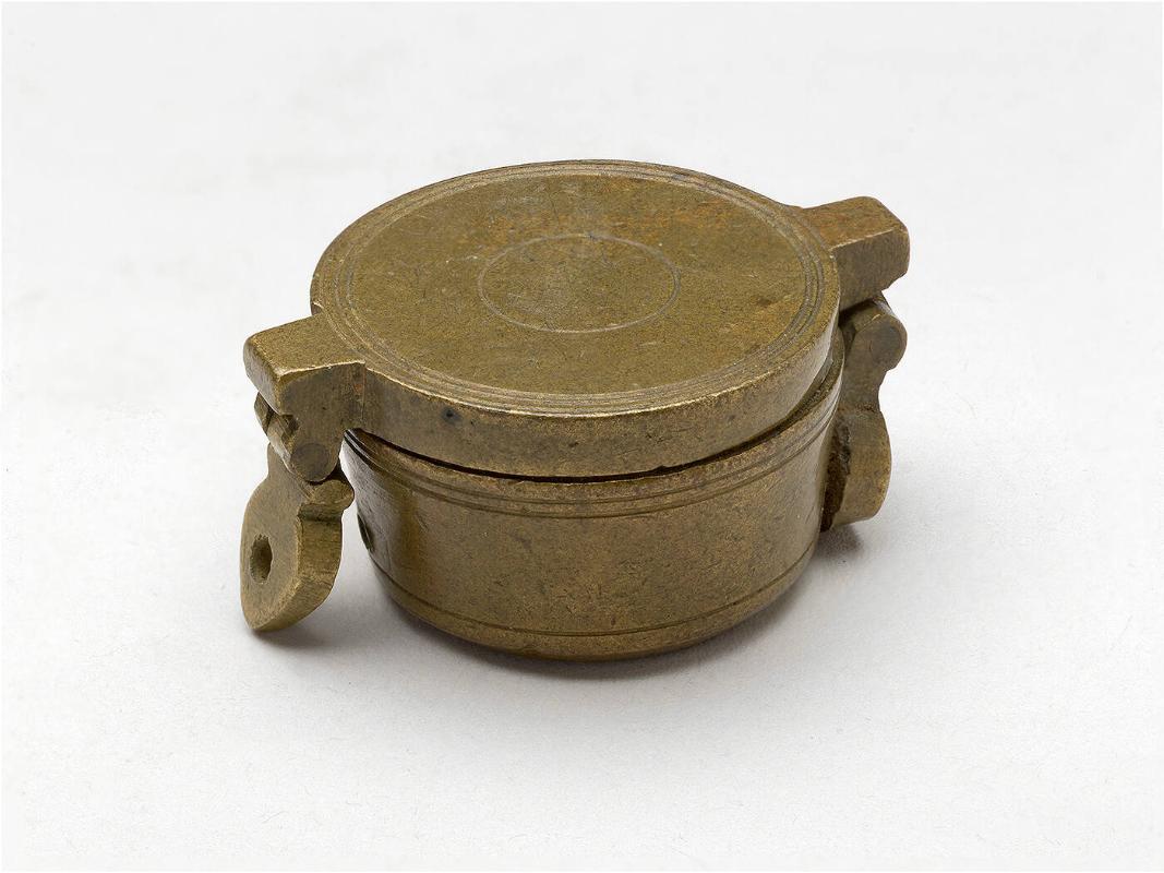 Miniature circular nested box, possibly for storing gold dust