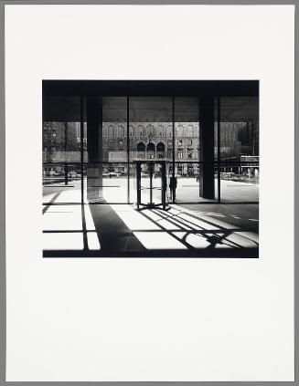 Ludwig Mies van der Rohe, Seagram from lobby to plaza (from "Modern Architecture: Photographs by Ezra Stoller, Palm Press, Inc.")