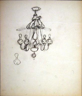 Preparatory sketch for cartoon (Hands turn chandelier)