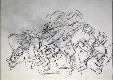 Preparatory sketch for a cartoon (Group of figures)