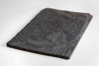 Japanese printing block (key block), part of a triptych
