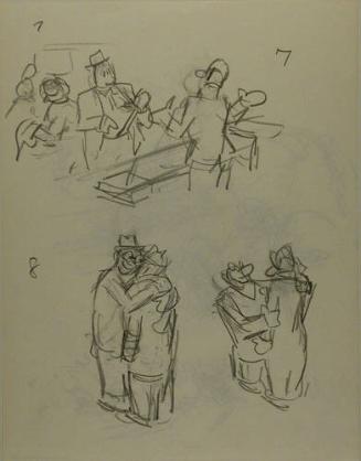 Untitled: Sketch of figures in three groups