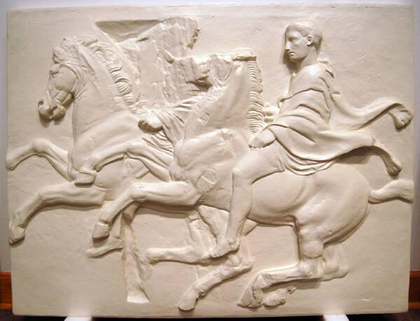 Cast of West Frieze VII with figures on horseback from the Elgin Marble Series, the Parthenon, Athens, Greece