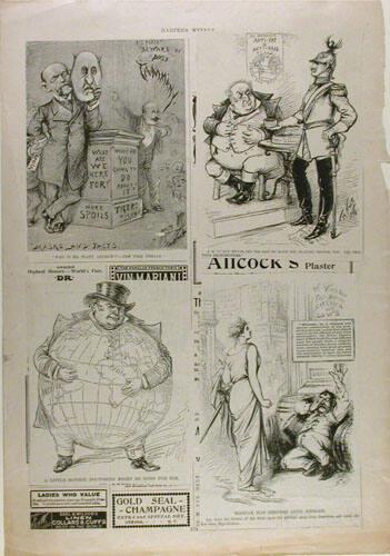 Harper's Weekly Page with cartoons attached