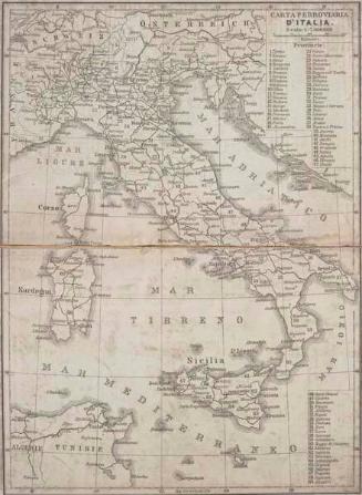 Map of Italy from Italy: Handbook for Travellers, Northern Italy: Leipzig (Karl Baedeker)