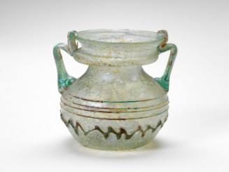 Two-handled jar with zig-zag decoration