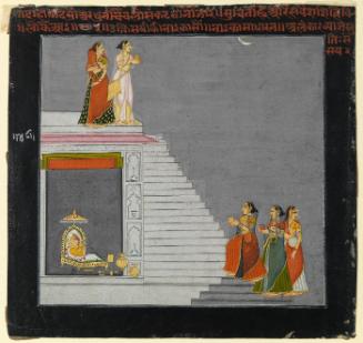 Ladies Bring Offerings to a Cult Image of the God Ganesha