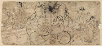 Ganesha with Krishna and Three Gopis