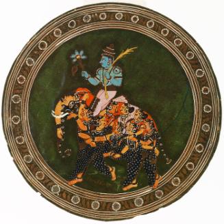 Playing card (ganjifa): Krishna Riding a "Composite" Elephant