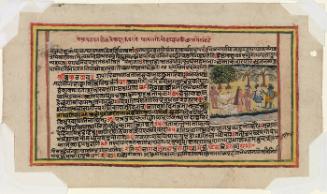 Krishna with cowherds, folio from a dispersed Bhagavata Purana