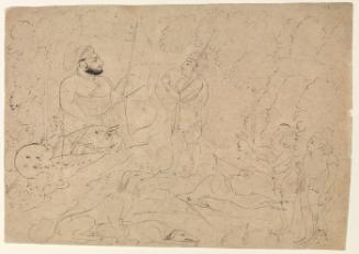 Rawat Gokul Das of Devgarh at a Hunting Party