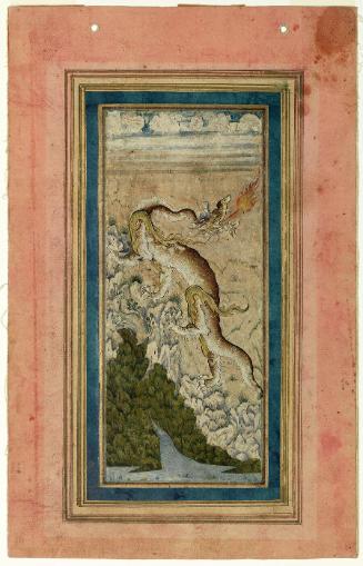 A Dragon Breathing Fire, in a Rocky Landscape
