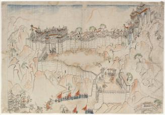 A Panoramic View of a Fort at Kota and Surrounding Terrain