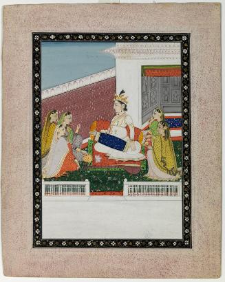 A Prince Playing a Drum with Five Lady Attendants