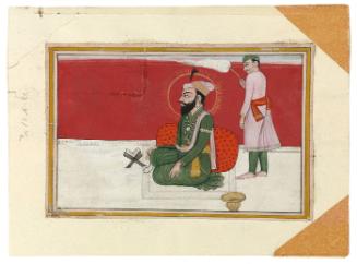 A Ruler Seated at Prayer, with an Attendant