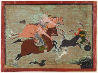 Two Riders on Horseback, Hunting Wild Boar