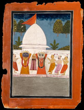 Brahmins worshipping the Jaganath trio
