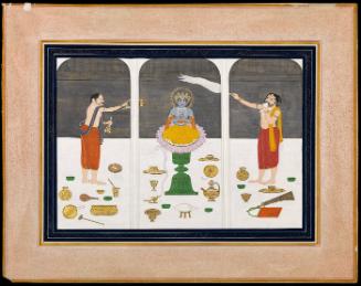 Two Priests Worshipping Buddha, Avatar of Vishnu