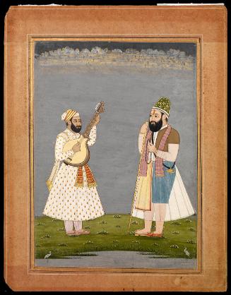 Bhai Mardana Ji playing rabab to accompany Guru Nanak