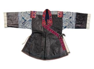 Black "Eggshine" robe with blue batik