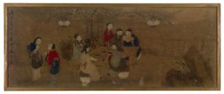 Evening party on terrace of a garden