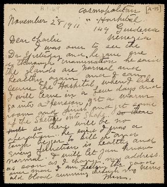 Letter from Maurice Brazil Prendergast to Charles Prendergast from Venice