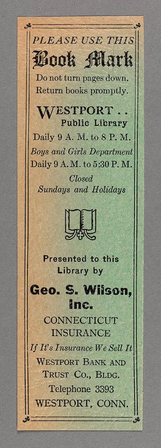 Westport Public Library bookmark