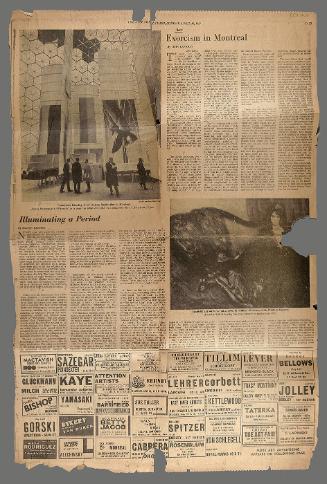 Newspaper clipping from The New York Times, including article entitled "Illuminating a Period"