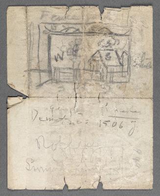 Charles Prendergast sketch and notes on stationery of H. Dudley Murphy