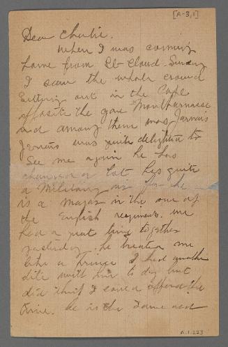 Letter from Maurice Prendergast to Charles Prendergast, Paris