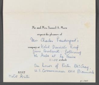 Letter from Mr. and Mrs. Samuel A. Marx to Eugénie Prendergast (Venice, Italy)