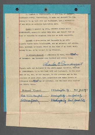 Will of Charles Prendergast