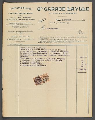 Auto Repair Receipt (found inside Diary)