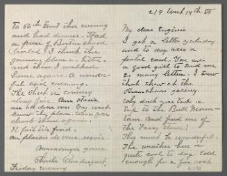 Letter from Charles Prendergast to Eugénie Van Kemmel (Prendergast)
