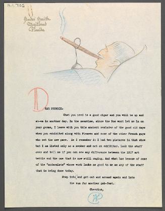 Letter and sketch to Charles Prendergast