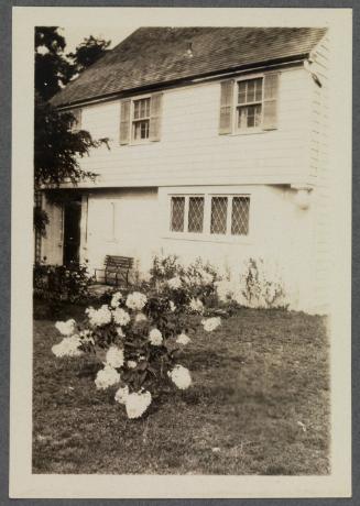 Series of gardens at Crooked Mile Road, Westport, CT including bird bath created by Charles Prendergast; house