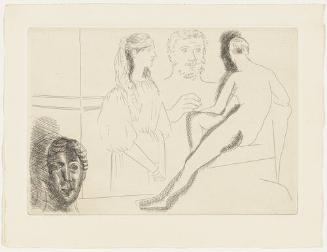 Sculptor Before his Sculpture, with Young Girl in a Turban and Sculpted Head, plate I, facing page 52 (from "Le Chef-d'oeuvre inconnu")